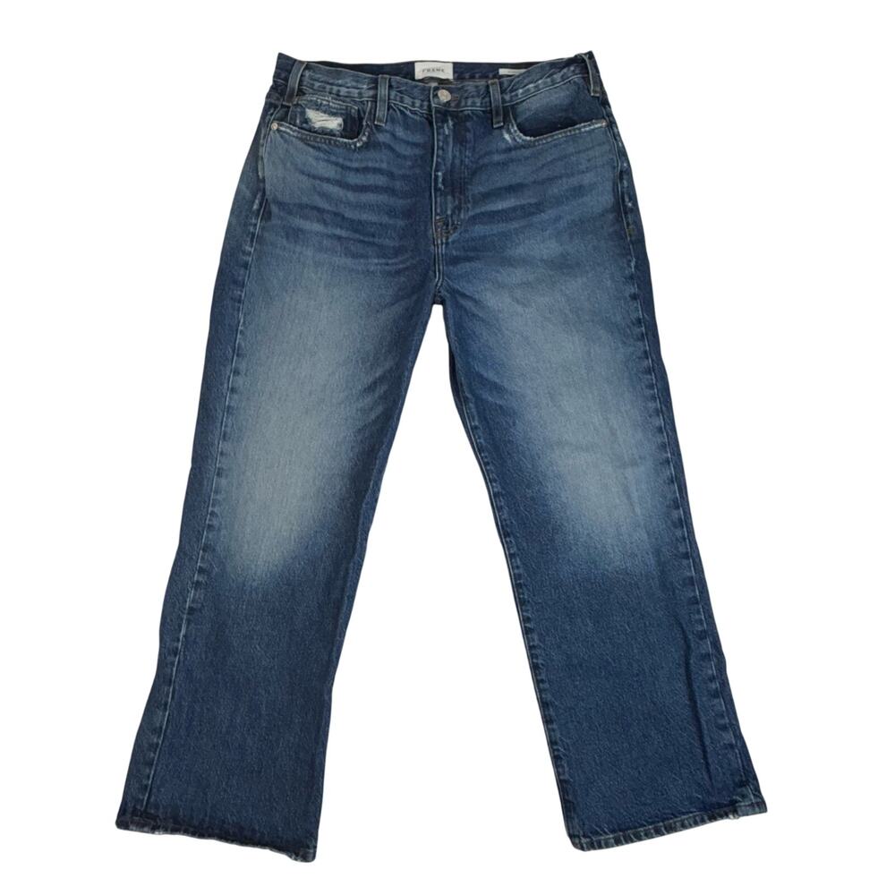 FRAME Women's Le Jane Crop Distressed Jeans 90s-inspired High Rise Waist Size 32